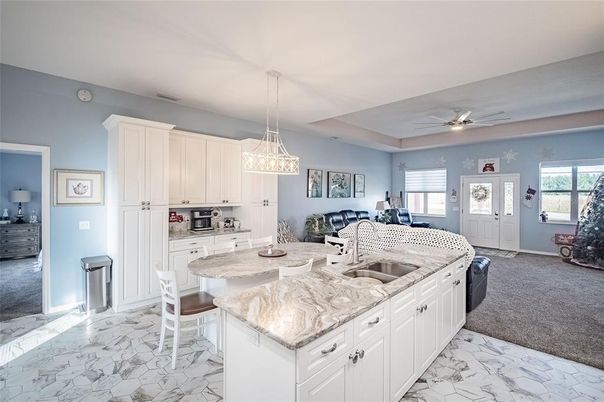 Interior, Kitchen, Marble, Pendant Lights