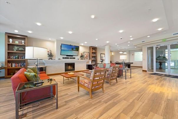 Dining room, Fireplace, Interior, Living room, Pendant Lights, Recessed Lighting, Wood Texture Flooring