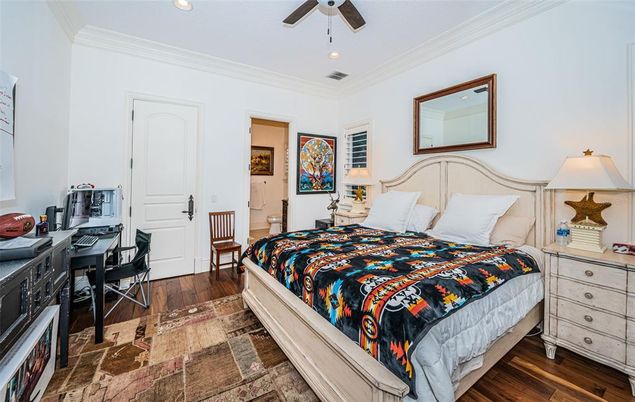 Bedroom, Home Office, Interior, Recessed Lighting, Wood Texture Flooring