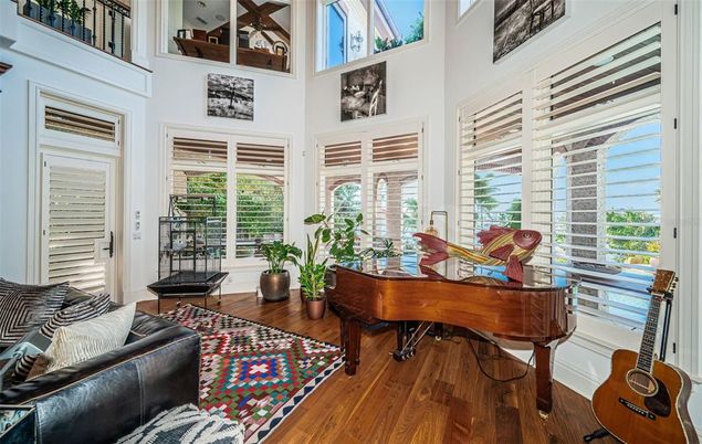 Interior, Piano, Sun Room, Wood Texture Flooring