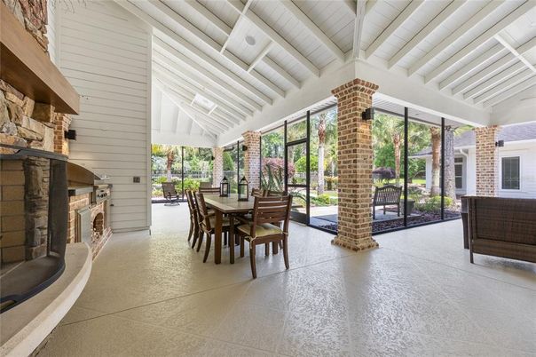 Dining room, Fireplace, Interior, Stone Walls
