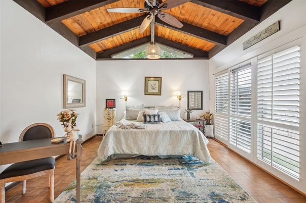 Bedroom, Interior, Wooden Beams, Wooden Ceilings, Wood Texture Flooring