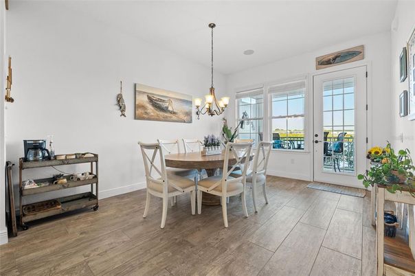 Chandelier, Dining room, Interior, Wood Texture Flooring