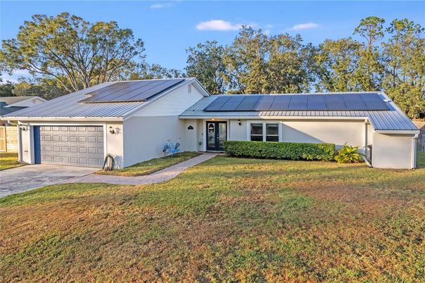 Attached, Backyard, Exterior, Facade, Solar Panels, Ranch