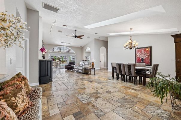 Chandelier, Dining room, Interior, Living room, Recessed Lighting