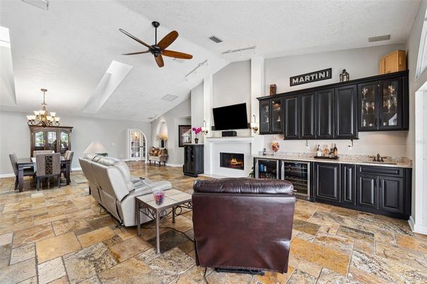 Chandelier, Dining room, Fireplace, Interior, Living room