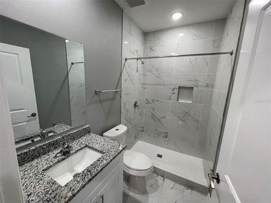 Bathroom, Interior, Marble, Marble Walls, Recessed Lighting