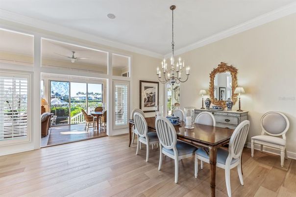 Chandelier, Dining room, Interior, Wood Texture Flooring