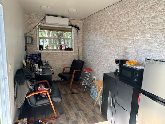 Interior, Stone Walls, Wood Texture Flooring