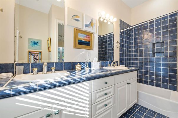 Bathroom, Dual Sink Vanities, Interior, Tile Countertops