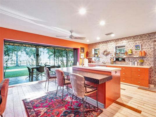 Interior, Recessed Lighting, Stone Walls, Wood Texture Flooring