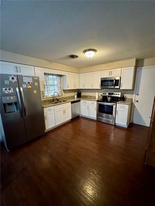 Interior, Kitchen, Stainless Steel Appliances, Wood Texture Flooring