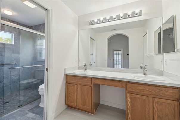 Bathroom, Dual Sink Vanities, Glass Shower, Interior