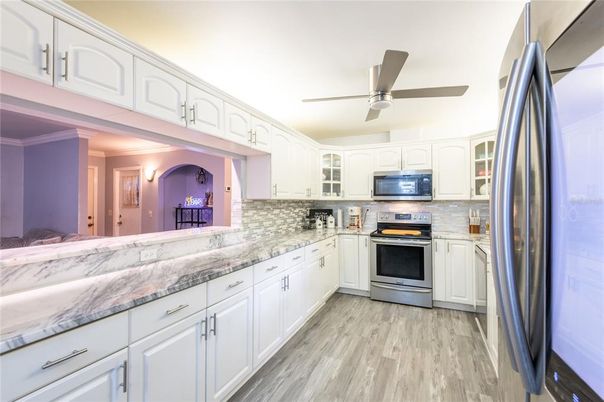 Interior, Kitchen, Stainless Steel Appliances, Wood Texture Flooring