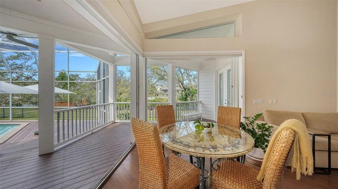 Dining room, Interior, Sun Room, Wood Texture Flooring