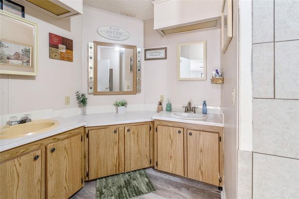 Bathroom, Dual Sink Vanities, Interior, Wood Texture Flooring