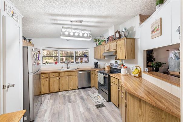 Interior, Kitchen, Stainless Steel Appliances, Wood Texture Flooring