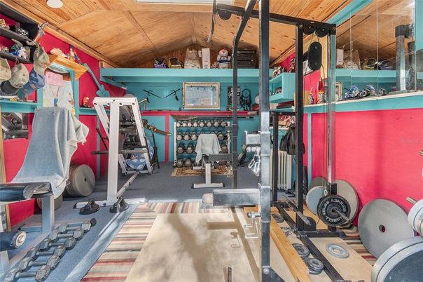 Fitness Equipment, Interior, Wooden Ceilings