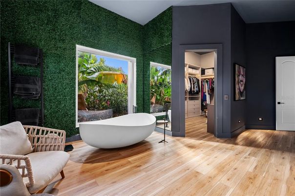 Bathroom, Free Standing Baths, Interior, Wood Texture Flooring