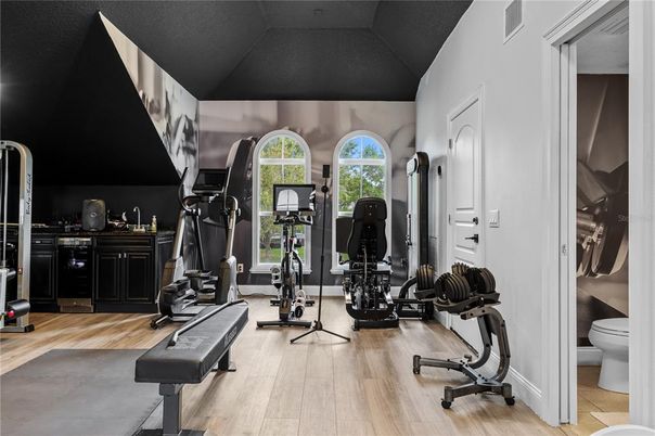 Fitness Equipment, Interior, Wood Texture Flooring
