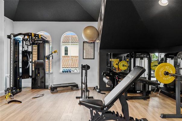 Fitness Equipment, Gym, Interior, Wood Texture Flooring