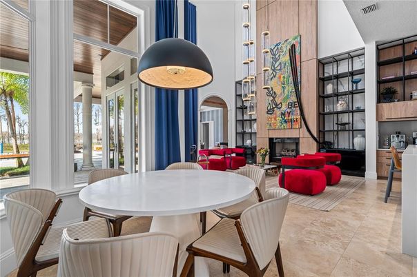 Dining room, Fireplace, Interior, Living room, Pendant Lights
