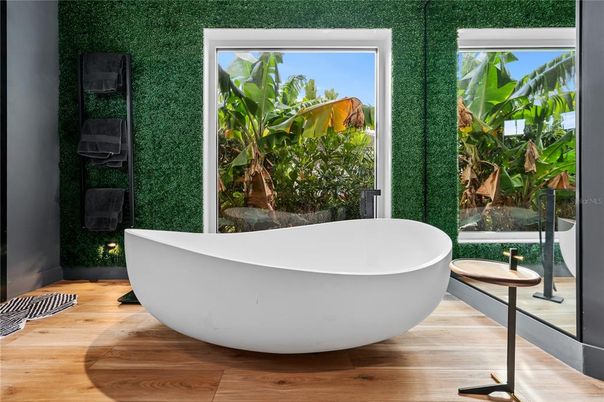 Bathroom, Free Standing Baths, Interior, Wood Texture Flooring
