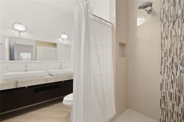 Bathroom, Dual Sink Vanities, Interior, Wood Texture Flooring