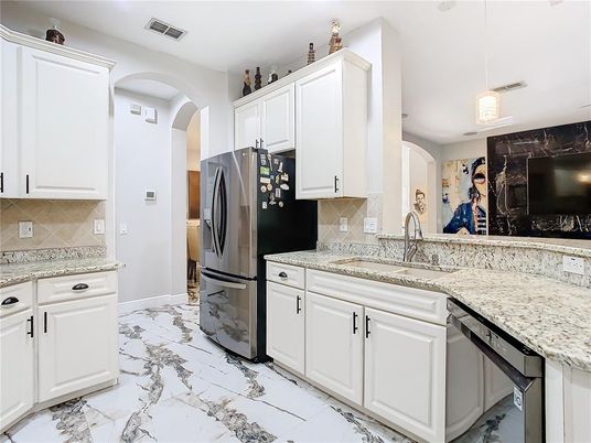 Interior, Kitchen, Marble, Pendant Lights