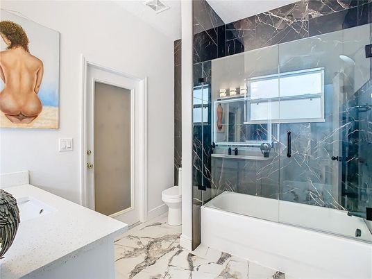 Bathroom, Glass Shower, Interior, Marble, Marble Walls