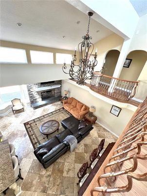 Chandelier, Fireplace, Interior, Living room