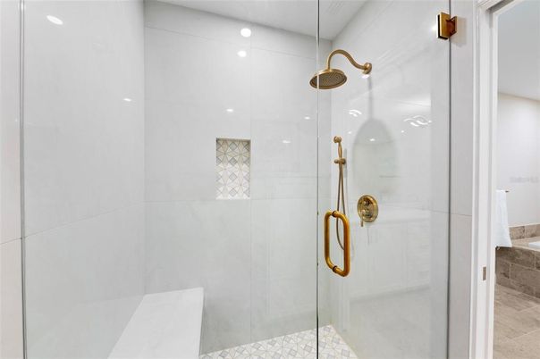 Bathroom, Glass Shower, Interior, Recessed Lighting