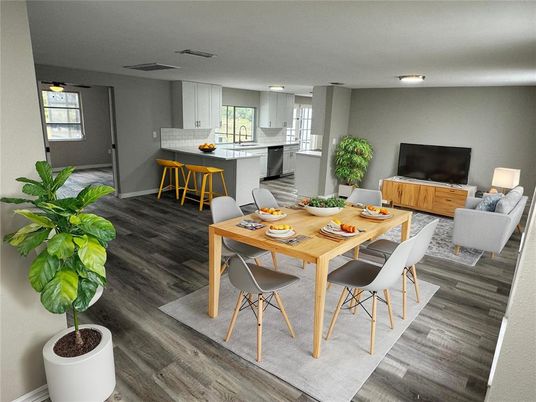 Dining room, Interior, Kitchen, Wood Texture Flooring