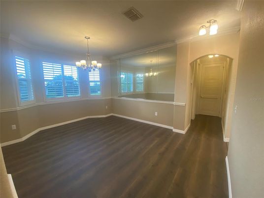 Chandelier, Empty room, Interior, Wood Texture Flooring