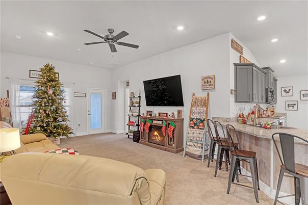 Fireplace, Interior, Living room, Recessed Lighting