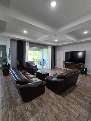 Interior, Living room, Recessed Lighting, Wood Texture Flooring