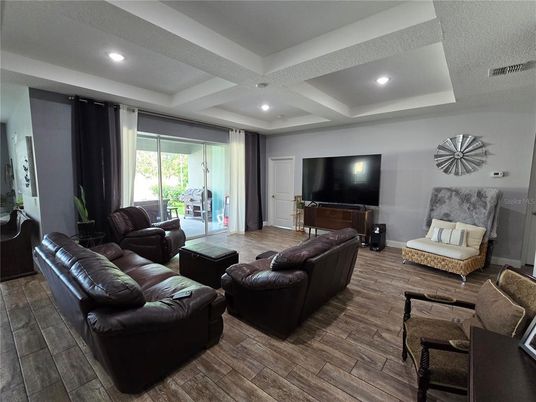 Interior, Living room, Recessed Lighting, Wood Texture Flooring