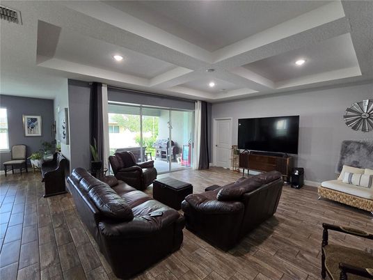 Interior, Living room, Recessed Lighting, Wood Texture Flooring