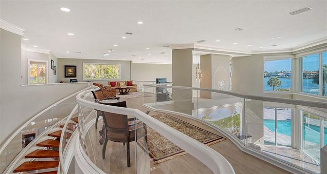 Dining room, Interior, Recessed Lighting, Water, Wood Texture Flooring