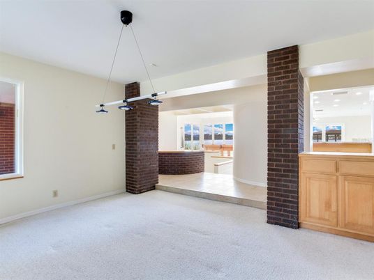 Empty room, Interior, Kitchen, Pendant Lights, Recessed Lighting