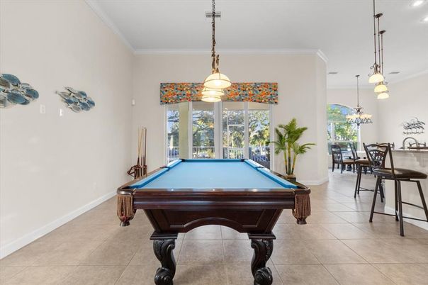 Billiard Table, Game Room, Interior, Pendant Lights