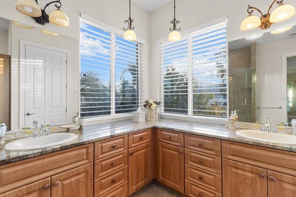 Bathroom, Dual Sink Vanities, Interior, Pendant Lights