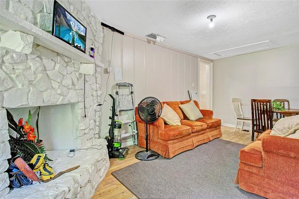 Dining room, Interior, Living room, Stone Walls, Wood Texture Flooring