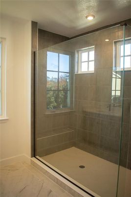 Bathroom, Glass Shower, Interior, Marble, Recessed Lighting