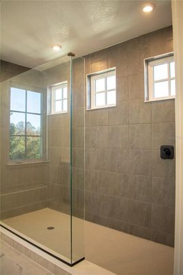 Bathroom, Glass Shower, Interior, Recessed Lighting