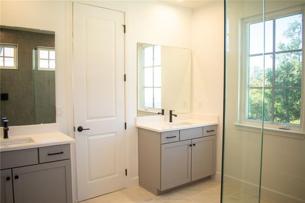 Bathroom, Dual Sink Vanities, Glass Shower, Interior