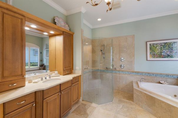 Bathroom, Glass Shower, Interior, Recessed Lighting