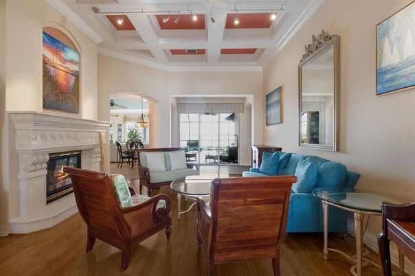 Dining room, Fireplace, Interior, Living room, Wood Texture Flooring