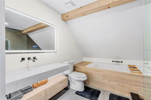 Bathroom, Glass Shower, Interior, Wooden Beams