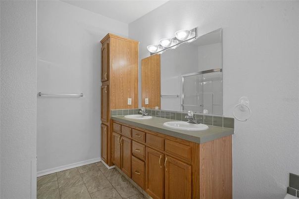 Bathroom, Dual Sink Vanities, Glass Shower, Interior